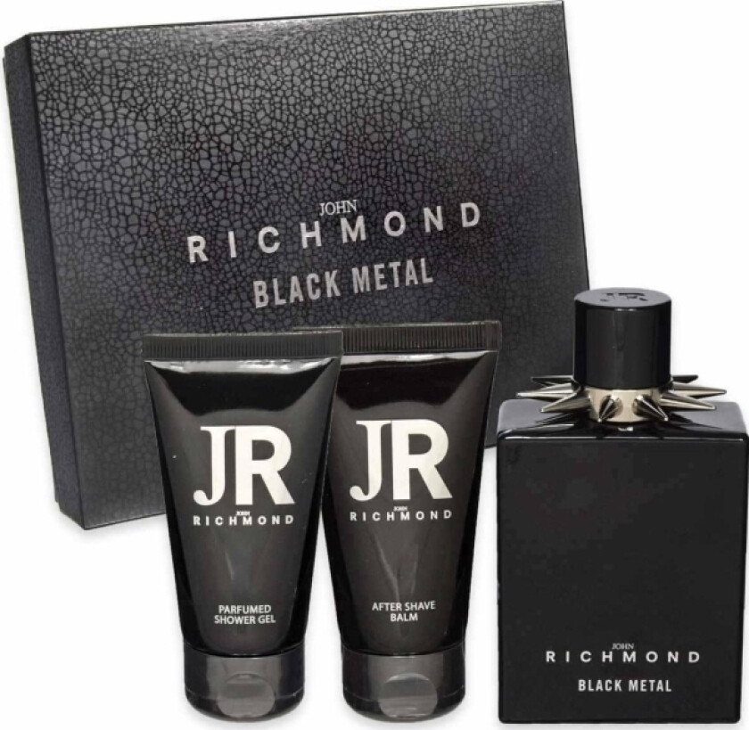 Set John Richmond: Black Metal, Natural, Cleansing, Shower Gel, 50 Ml + Black Metal, Body Lotion, 50 Ml + Black Metal, Eau De Parfum, For Men, 100 Ml