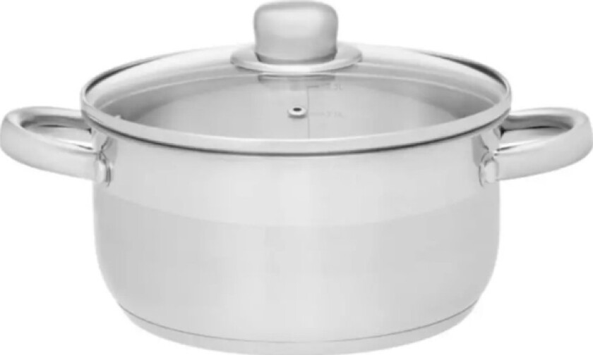 Kitchen Life Basic Gryte I Rustfritt Stål Med Glasslokk 6,5 L 24 Cm