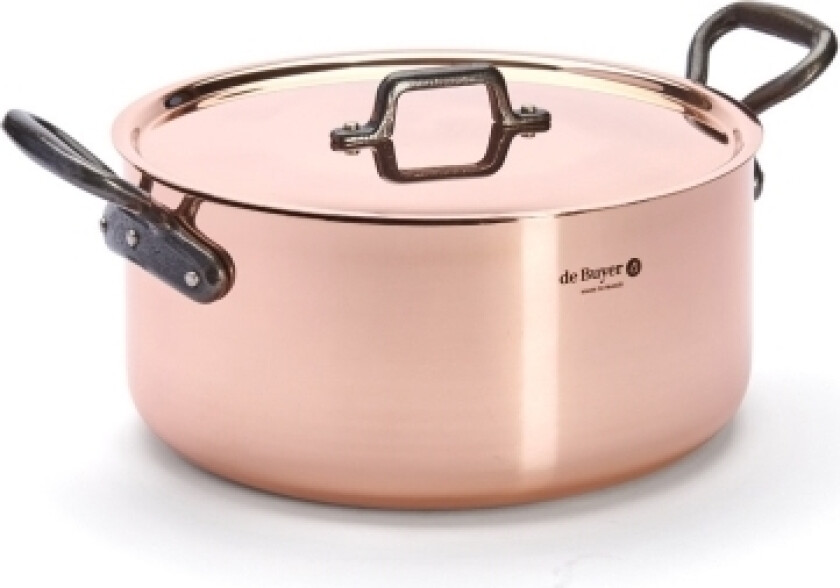 De Buyer 6466.28, 8 L, Rund, Kobber, Kopper, Rustfritt Stål, Støpejern