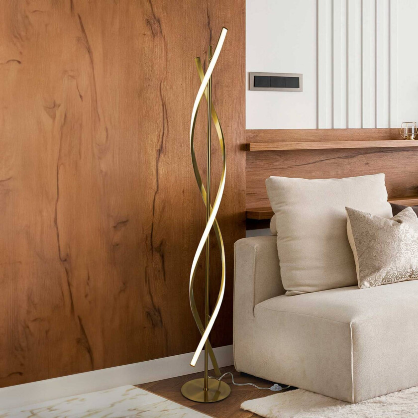 LED-gulvlampe Dido, metall, silikon, gull