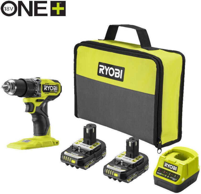 Ryobi ONE+ HP RDD18C1-2C20S Compact bor-/skrutrekker sett