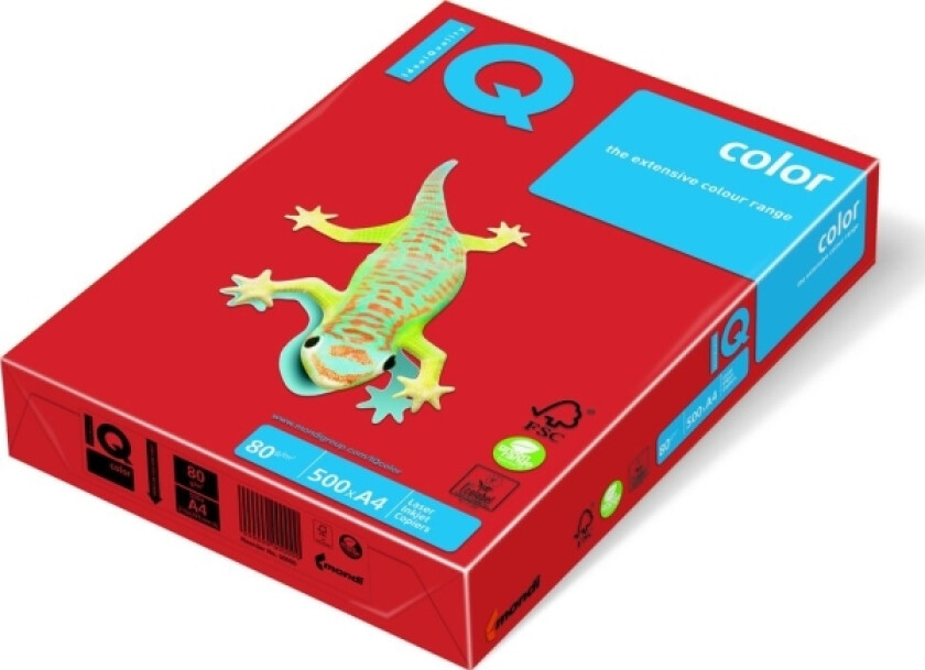 Iq Color A4 Kopipapir 80G Rødt 500 Ark
