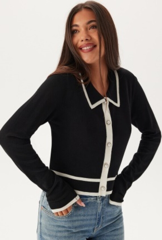 Viblair Cardigan Black Detail: White L