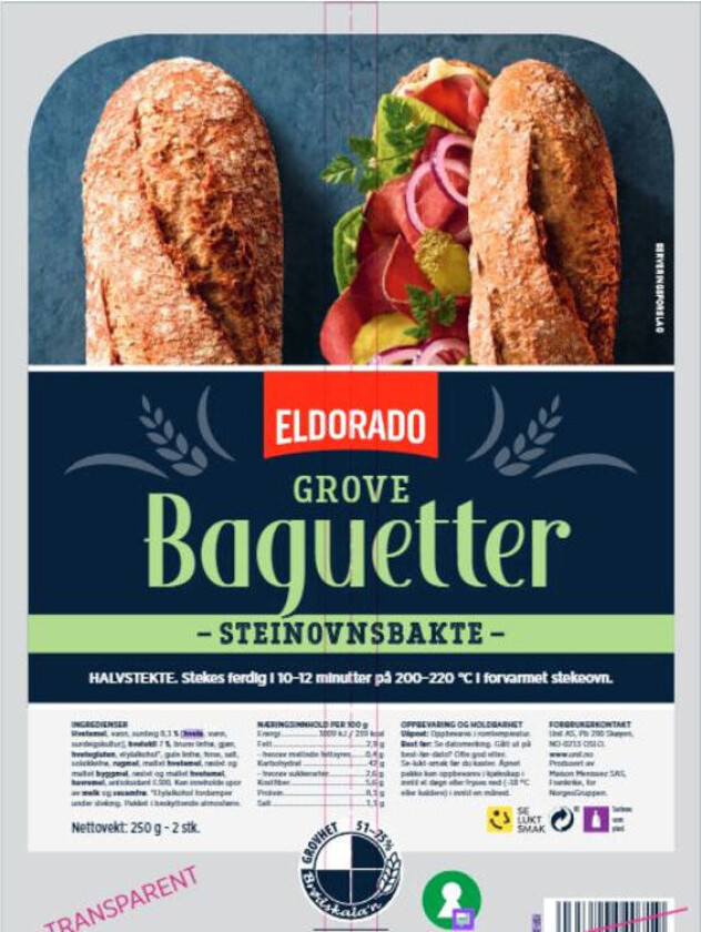 Baguette Grov Steinovnsbakt 2x125g