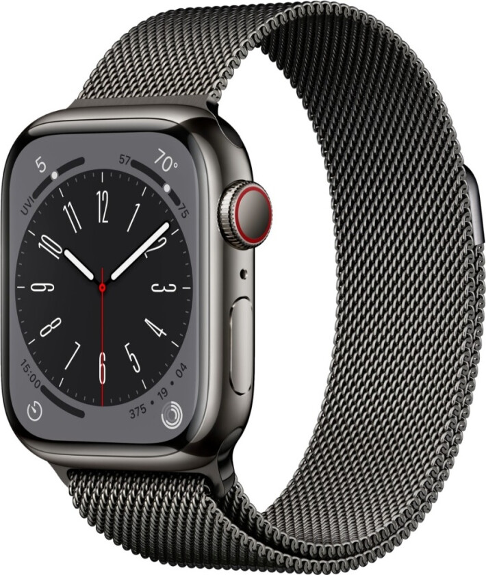Watch Series 8 GPS + Cellular 41 mm, grafitt, rustfritt stål urkasse med, grafitt Milanese loop