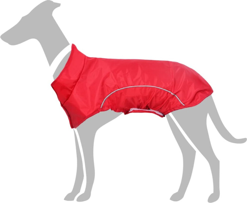 Hunde regnfrakk med refleksstrimler polyester rød 3XL