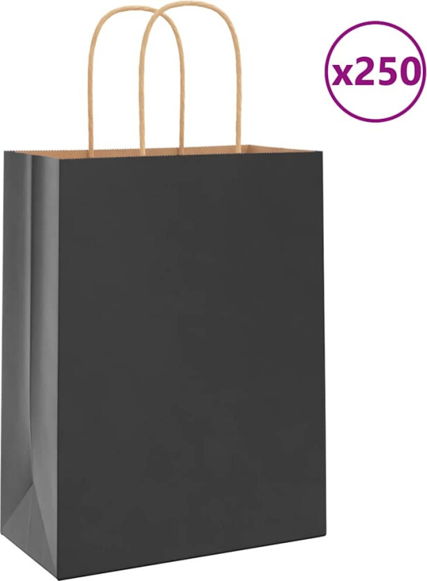 Bilde av Kraftpapirposer 250 stk med håndtak svart 21x11x28 cm