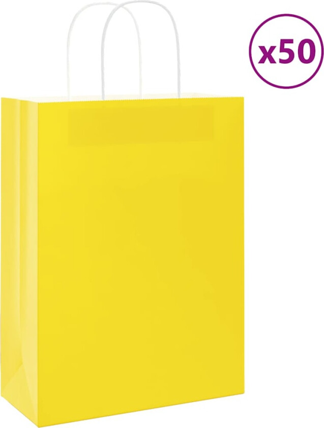 Bilde av Kraftpapirposer 50 stk med håndtak gul 26x12x35 cm