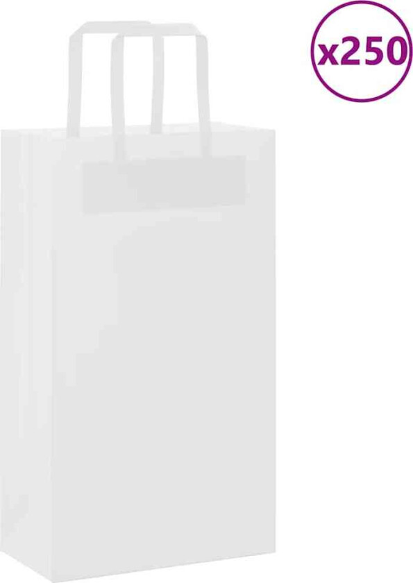 Bilde av Kraftpapirposer 250 stk med håndtak hvit 21x11x36 cm