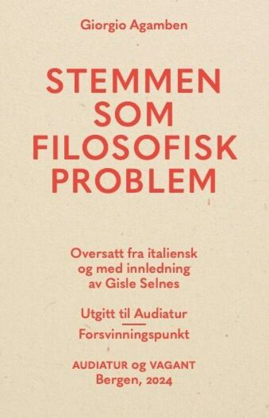 Stemmen som filosofisk problem av Giorgio Agamben