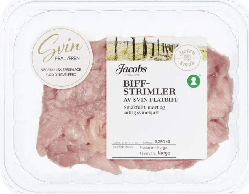 Svinestrimler Flatbiff 250g Jacobs Utvalgte