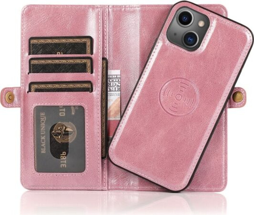 iPhone 15 Plus - Luksuriøst Lommebokdeksel i Lær med Kortlomme