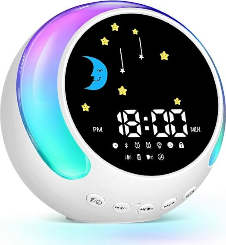 Rutinehjelp Søvn Trener, Barnevekkerklokke, Barnerom Lydmaskin & Nattlampe Med Hvile Timer For Yngre Barn