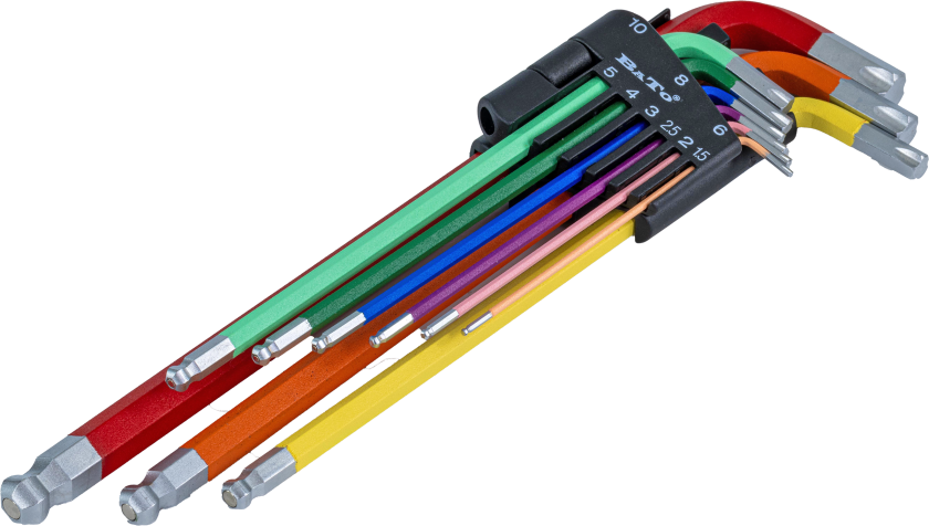 stiftnøglesæt farvede m/kugle 1,5-10mm, 9dele