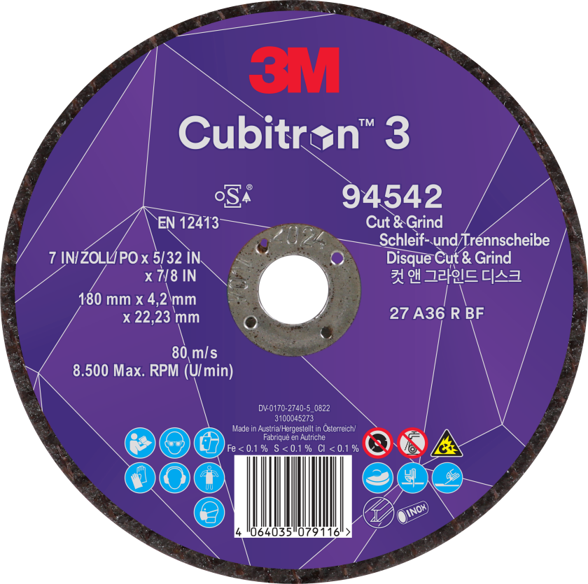 Cubitron 3 skære-/skrubskive T27 180Ã4,2mm