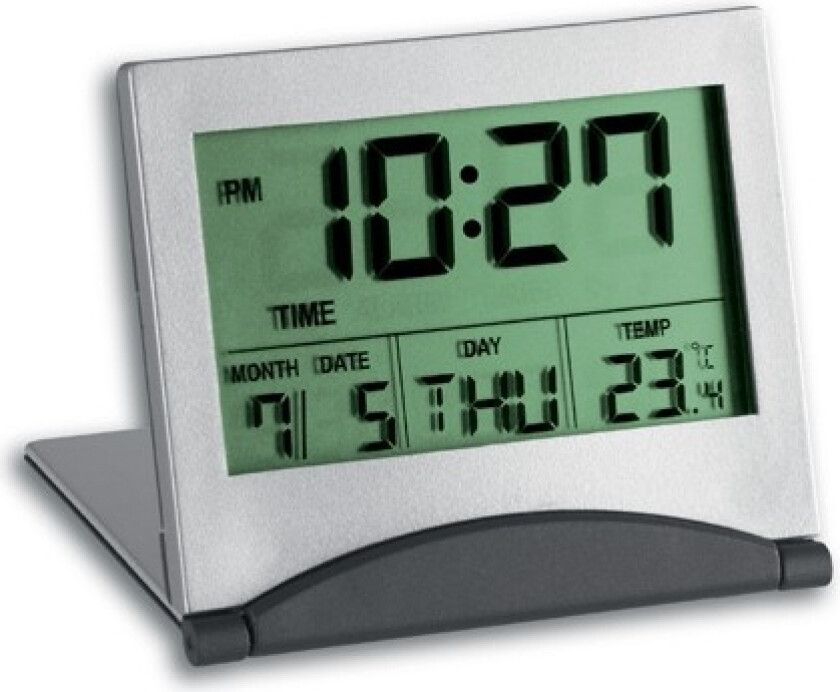 Tfa-Dostmann 98.1054, Digital Vekkerklokke, Grå, Sølv, 12/24H, F, °C, Alle Kjønn, Lcd