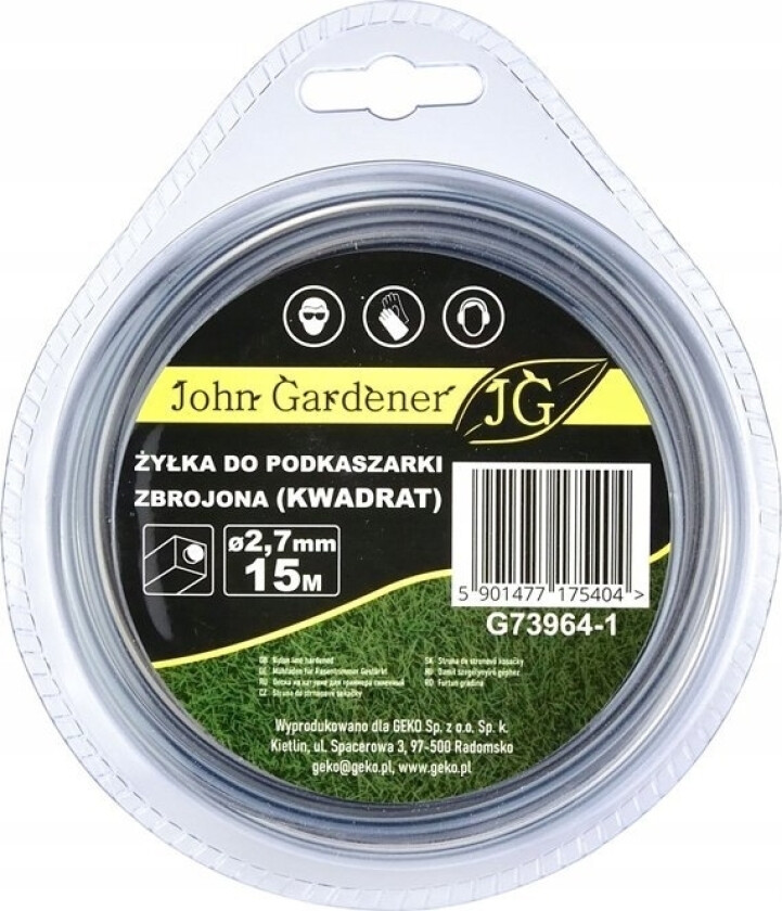 Geko Forsterket Trimmerlinje (Firkantet) 2,7Mmx15m (10/80)