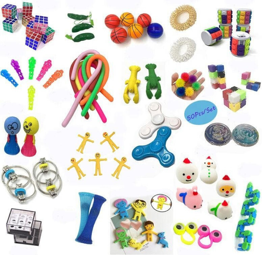 50 stk Fidget Pop it Toys Set-pakke for barn og voksne