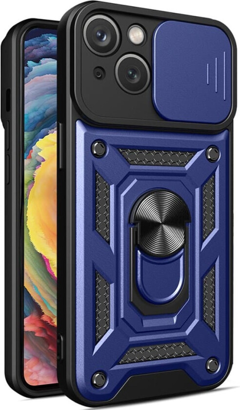 Hybrid Armour Camshield iPhone 13-deksel, pansret deksel med kameradeksel, blå