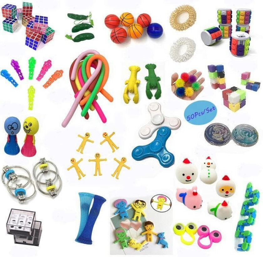50 stk Fidget Pop it Toys Set-pakke for barn og voksne