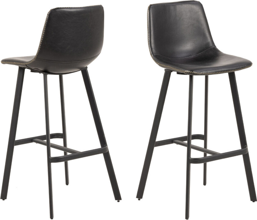 barstol med krem kontrastsyninger, svart.