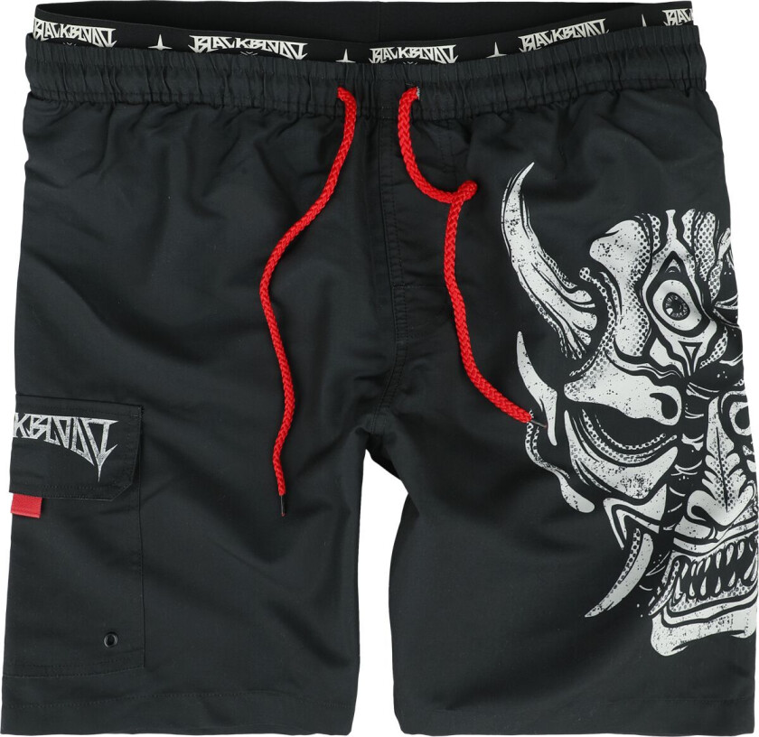 Goth Badeshorts - Swim Shorts With Devil Skull Print - S til L - Herrer - svart