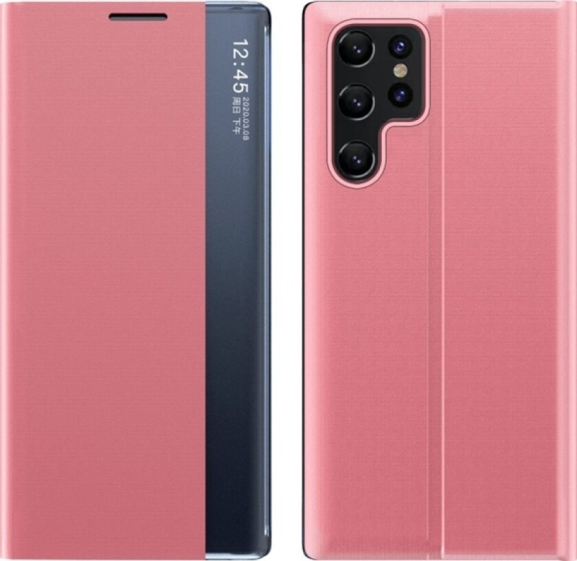 Nytt Sleep Case-Deksel Til Samsung Galaxy S25 Ultra, Deksel Med Klaff Og Stativ - Rosa