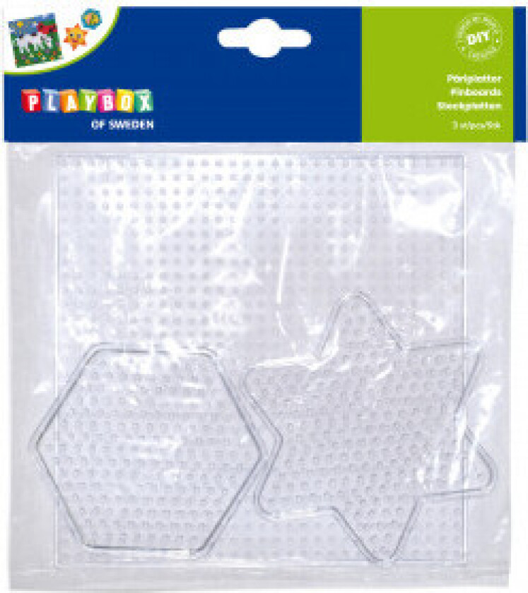 Perleplater Transparent Firkantet/Stjerne/Sekskant - 3 stk