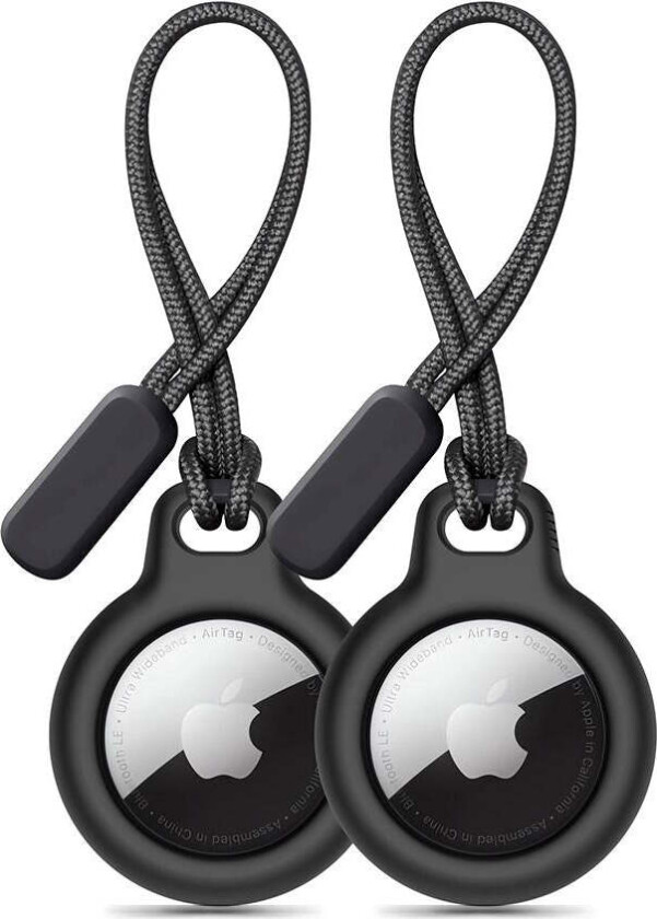 Apple Airtag Rough Chain Holder med Streng - 2 stk. - Svart