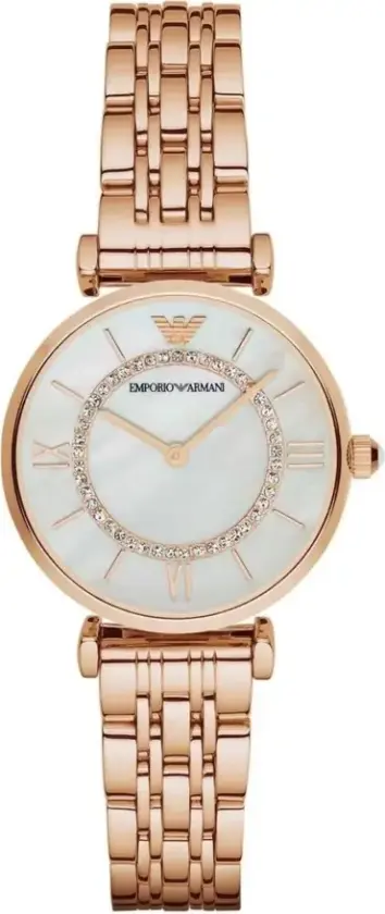 Dameklokke AR1909 Gianni T-Bar Hvit/Rose-gulltonet