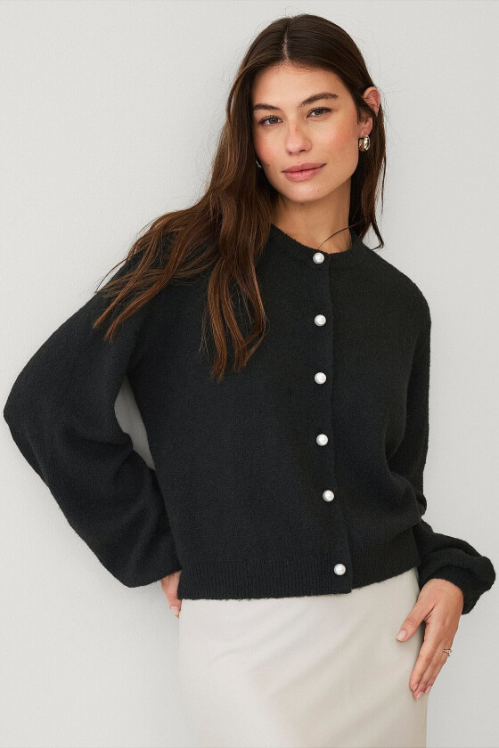 Cardigan med ballongermer - Svart