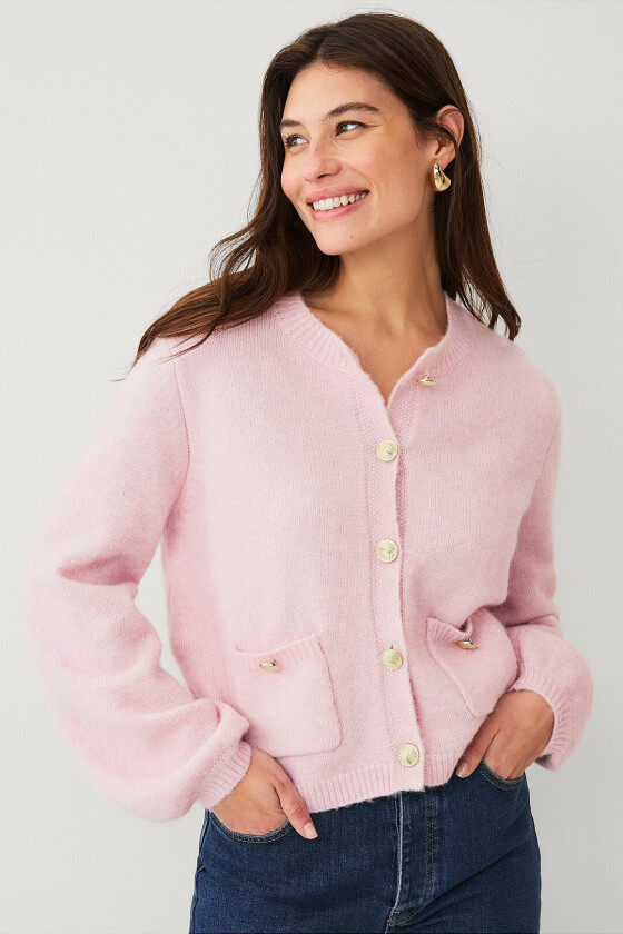 Cardigan med gullknapper - Rosa
