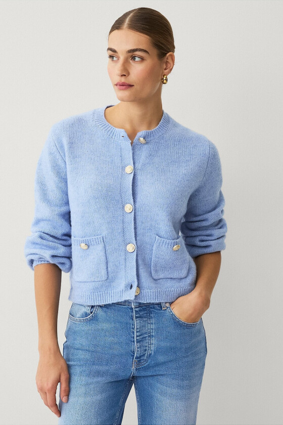Cardigan med gullknapper - Blå