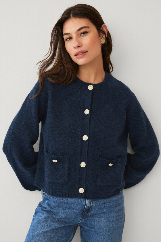 Cardigan med gullknapper - Blå