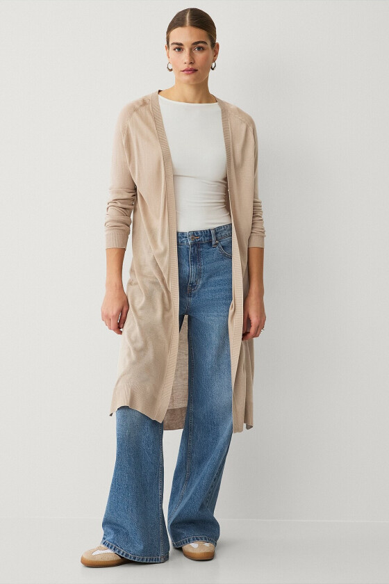 Finstrikket kardigan - Beige