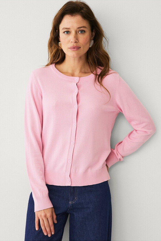 Finstrikket kofte - Rosa