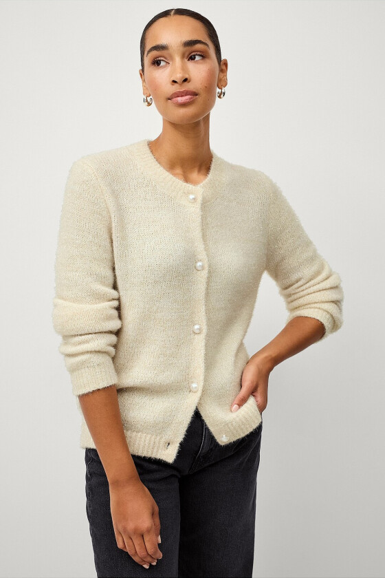 Cardigan i lurex Mona - Hvit
