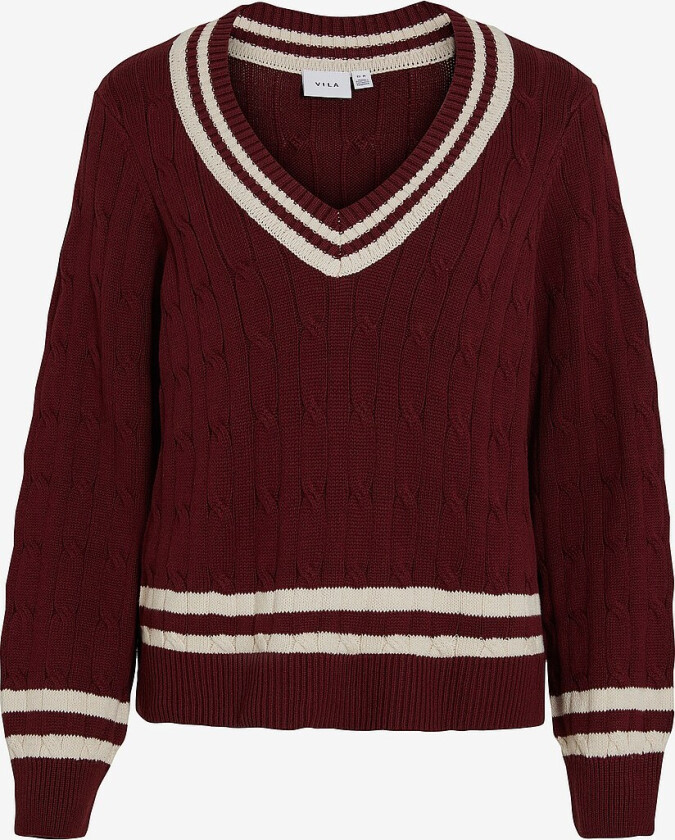Pullover viSena L/s V-neck Knit Pullover - Rød