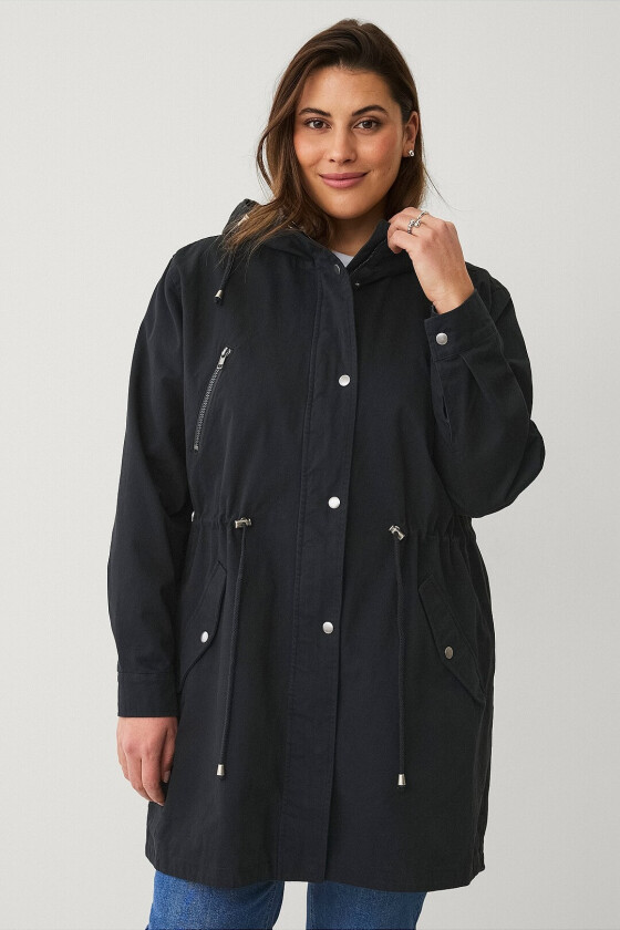 Parka i bomullstwill - Svart