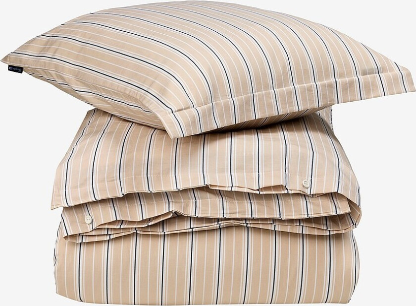 Sengesett, stripete bomullspoplin - Beige