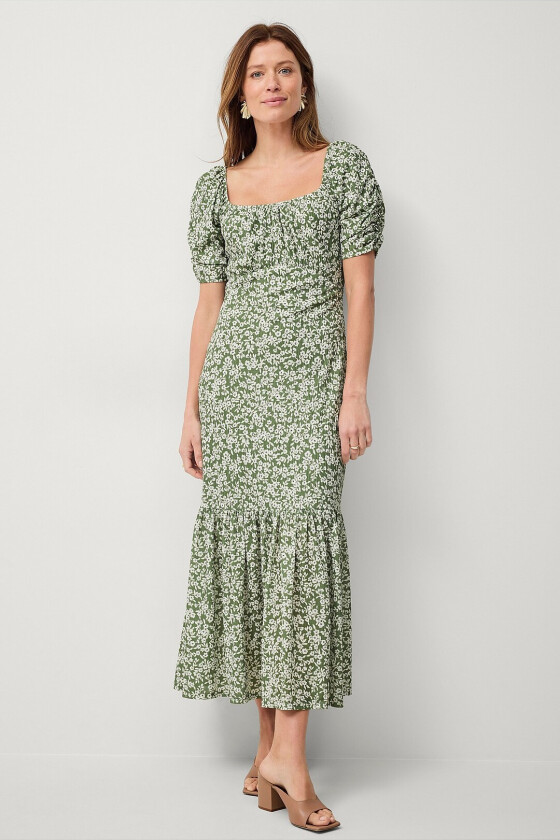 Maxikjole i krøllete strikkeplagg - Grønn