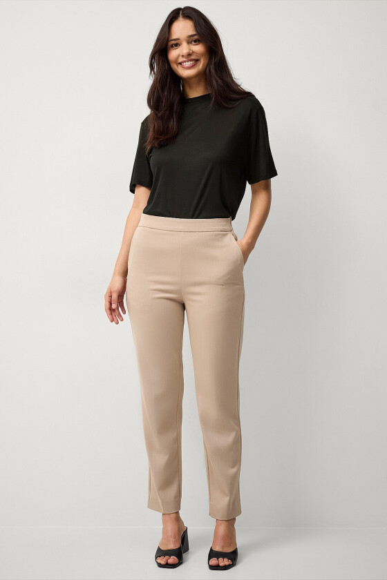 Pull-on bukser med rette bein - Beige