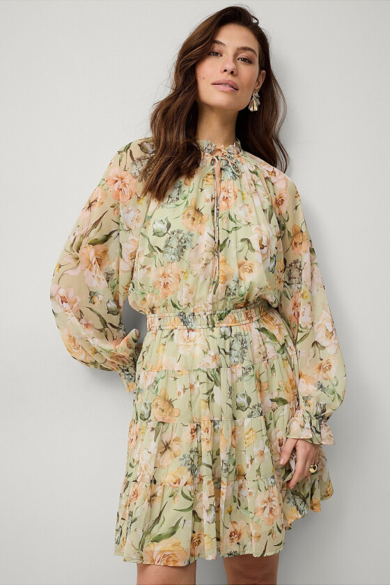 Kart chiffonkjole med mot - Grønn