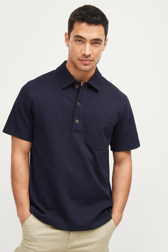 Pikétrøye Structure Jersey Halfplacket - Blå