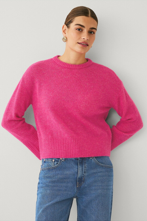 Genser med O-hals - Rosa