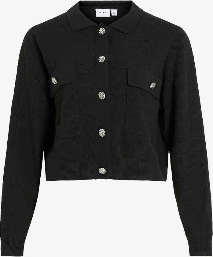 Kardigan viJulisa L/s Short Knit Cardigan/bf - Svart