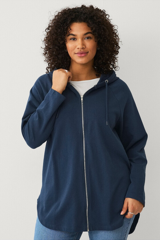 Genser med hette og glidelås - Blå