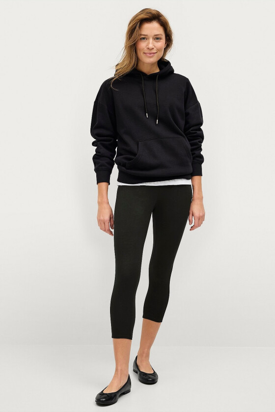 Leggings med høy midje og 3/4-lengde - Svart