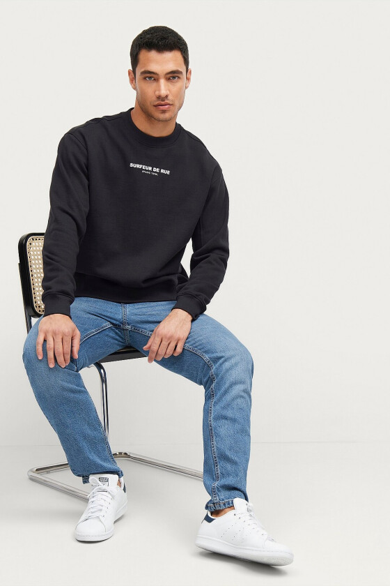 Collegegenser Surfuer Print Crew - Svart