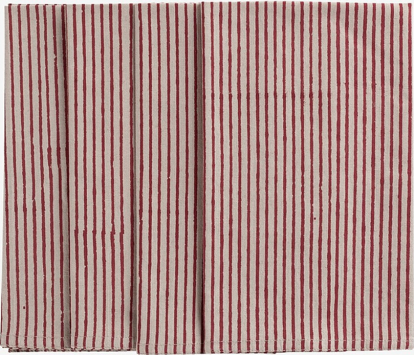 Servietter Stripe 4 stk - Rød